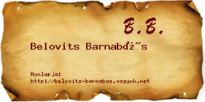 Belovits Barnabás névjegykártya